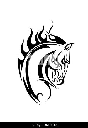 Awesome Tribal Horse Tattoo Design