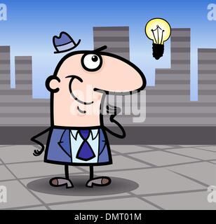 Cartoon illustration of happy boss or businessman behind the desk ...