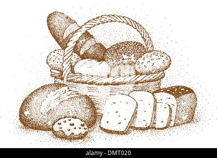 Bakery products drawn by hand Stock Vector