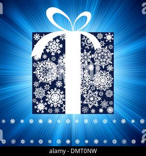 Blue burst with gift box. EPS 8 Stock Vector