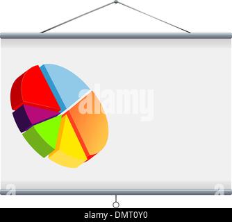 Projector screen with pie chart Stock Vector
