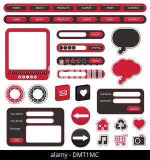 red and black web objects Stock Vector