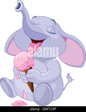 Elephant eating ice cream Stock Vector