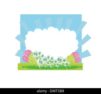 Human hand with a pot watering growing money Stock Vector