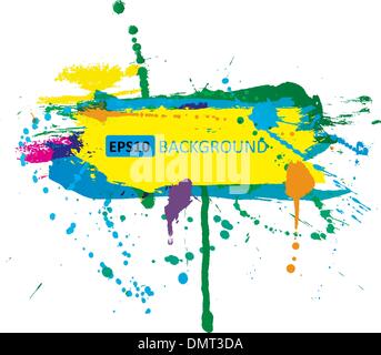 Colorful grunge banner with ink splashes Stock Vector