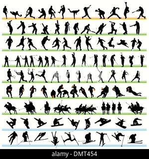 106 Sport Silhouettes Set Stock Vector