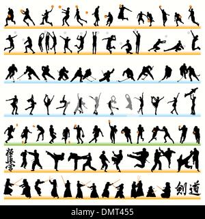 90 Sport Silhouettes Set Stock Vector