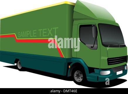 Vector illustration of small green  truck Stock Vector