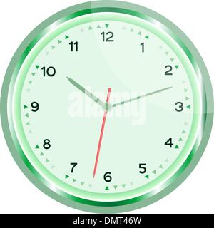wall clock vector green Vintage isolated on white Stock Vector
