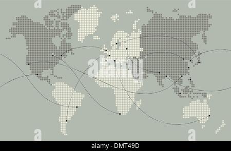 World map made out of small squares Stock Vector