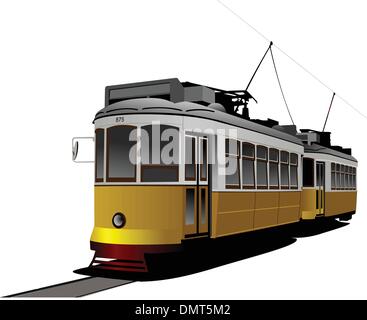 City transport. Vintage tram style. Vector illustration Stock Vector