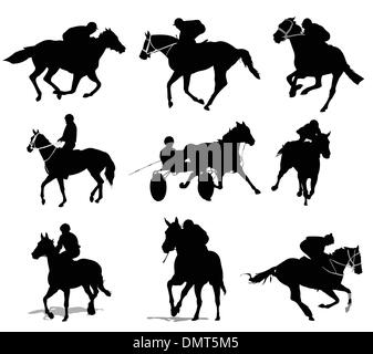 Horse riders silhouettes. Vector illustration Stock Vector