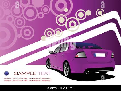 Purple business background with luxury car image. Vector illustr Stock Vector