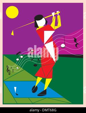 Playing golf like a melody Stock Vector