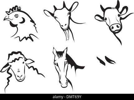 farm animals collection of symbols Stock Vector