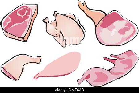 raw meat collection Stock Vector