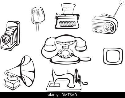collection of retro home related objects Stock Vector