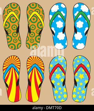 set of colorful flip flops Stock Vector