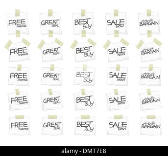 Sticky retail notes with custom sale text Stock Vector