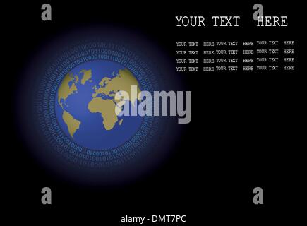 binary code winds around planet Stock Vector