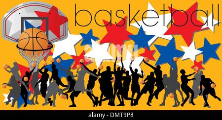 Basketball Players Silhouettes Set Stock Vector