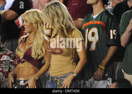 Florida State fans watch closely during Monday nights game between the Florida State Seminoles and the Miami Hurricanes in Doak Campbell Stadium.  Miami would win the game 38-34. (Credit Image: © Stacy Revere/Southcreek Global/ZUMApress.com) Stock Photo