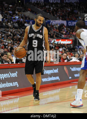 Los Angeles, California, USA. 16th December 2013. Tony Parker #9 of the Spurs during the NBA Basketball game between the San Antonio Spurs and the Los Angeles Clippers at Staples Center in Los Angeles, California John Green/CSM/Alamy Live News Stock Photo