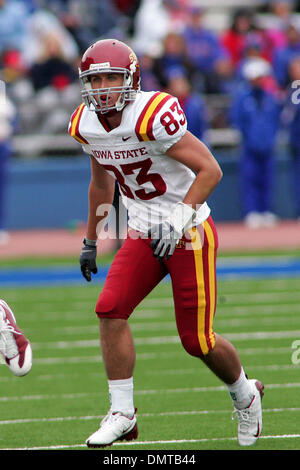 Iowa State wide receiver Jake Williams (83) during Kansas' 41-36 victory over Iowa State at Memorial Stadium Saturday. (Credit Image: © Jacob Paulsen/Southcreek Global/ZUMApress.com) Stock Photo