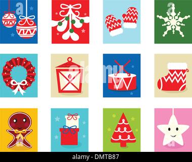 Christmas Advent Calendar elements 1 - isolated on white Stock Vector