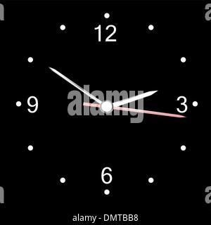 round office wall clock isolated on black. vector Stock Vector