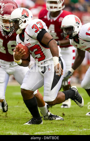 Ball State Cardinals running back MiQuale Lewis (33) running with the ball during the NCAA football game between the Ball State Cardinals and the Temple Owls at Lincoln Financial Field in Philadelphia, Pennsylvania.  The Temple Owls beat the Cardinals, 24-19. (Credit Image: © Joe Nicola/Southcreek Global/ZUMApress.com) Stock Photo