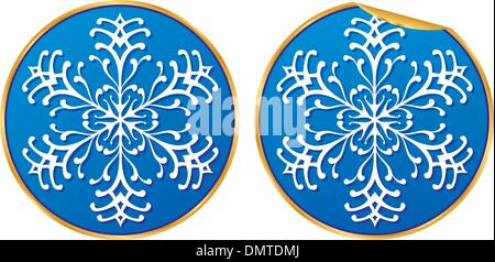 Snowflake round sticker Stock Vector