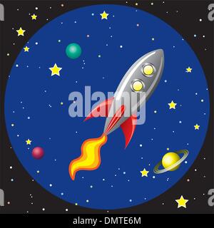 vector rocket ship in space Stock Vector