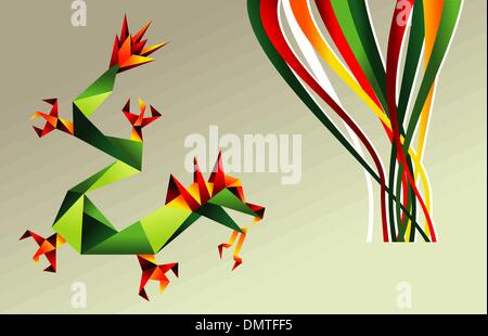 2012 Chinese calendar origami dragon. Stock Vector