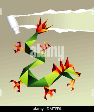 2012 Chinese origami dragon Stock Vector