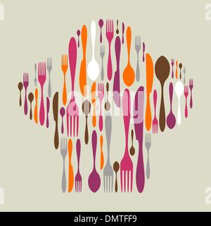 Cutlery icon set in chef hat shape Stock Vector
