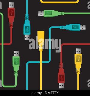 USB wire communication pattern Stock Vector