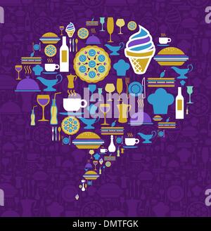 Gourmet icon set in dialogue bubble shape Stock Vector