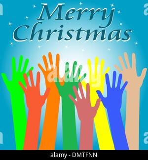 Hand and word Merry Christmas card background Stock Vector