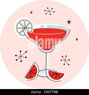 Retro red margarita isolated on white Stock Vector