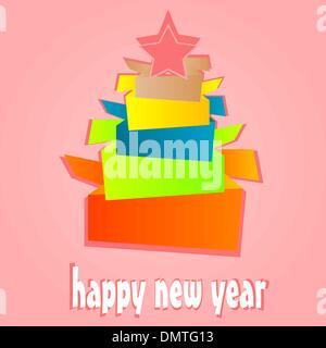 Origami New Year Tree. christmas holiday card Stock Vector