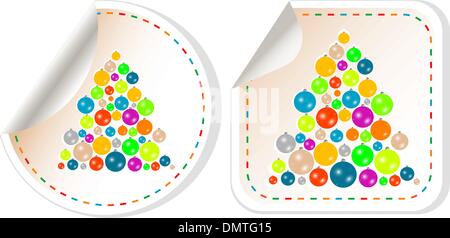 Christmas and New Years stickers set Stock Vector