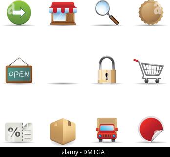Buying a car icons set - vector car dealership concept symbols or ...