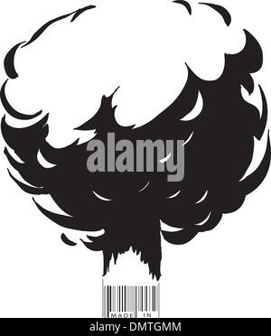 Explosion and bar code Stock Vector