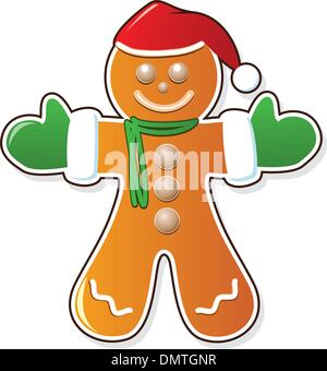 vector gingerbread cookie in santa's claus hat Stock Vector