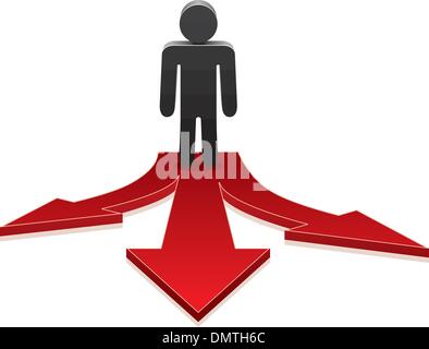 vector man making a choice on crossroads Stock Vector