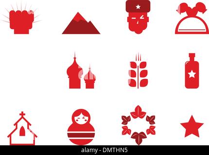 Communism and russia icons set isolated on white ( red ) Stock Vector