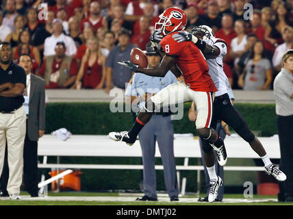 Georgia wide receiver AJ Green (8) and teammates celebrate after his  touchdown catch in the game against LSU. (Credit Image: © Daniel  Shirey/Southcreek Global/ZUMApress.com Stock Photo - Alamy