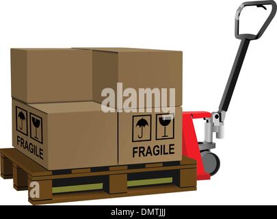 Industrial forklift with a load of the boxes Stock Vector