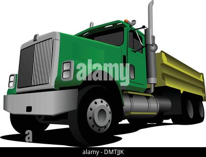 Green Tipper isolated on white background vector illustration Stock Vector